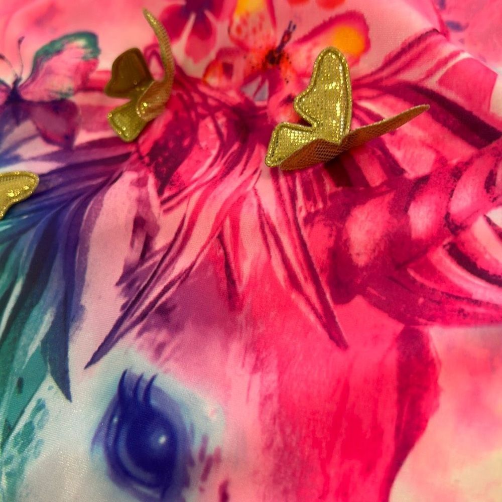 3/$25 Unicorn Tie Dye Rainbow Swim Tankini XXL 18 l Strappy Colorful Butterly - Picture 2 of 8